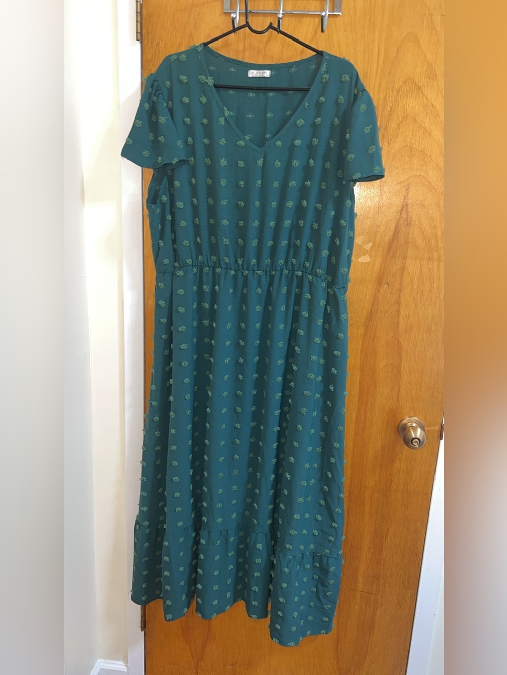Green V-Neck Smocked Waist Maxi Dress Size 24W BNWOT